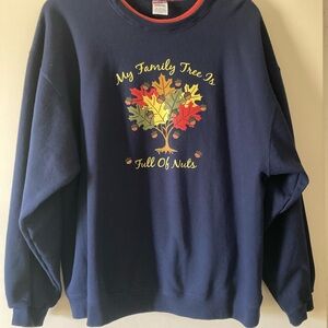 Jerzees Navy Sweatshirt with Colorful Tree Design